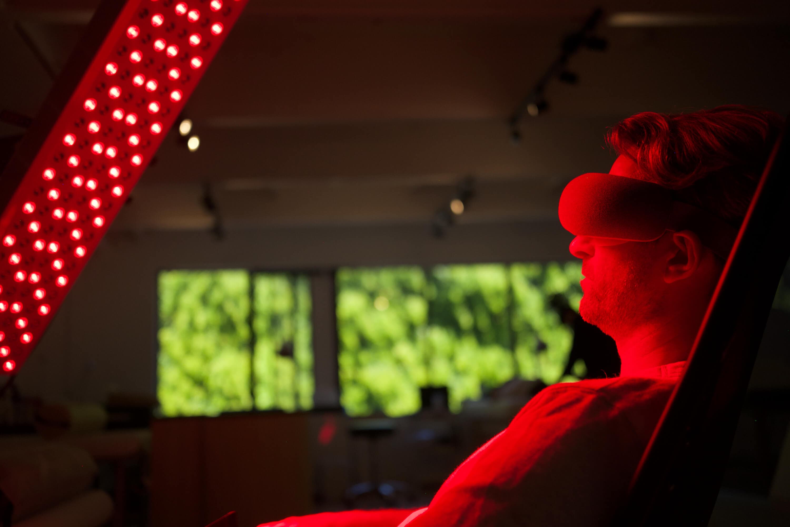 Red light therapy area used for recovery sessions at Common Care