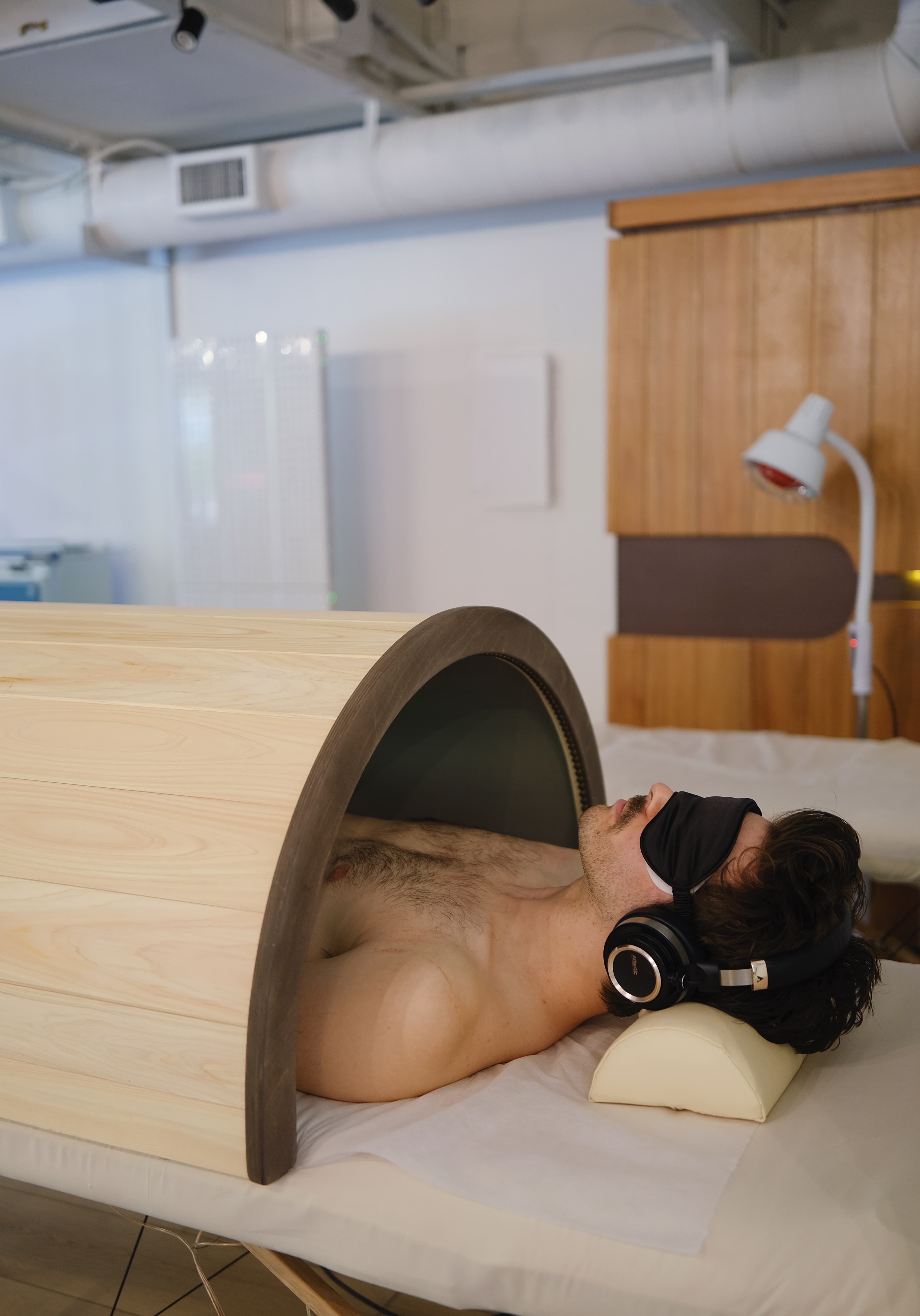 Sound bed setup used for recovery and restorative wellness work